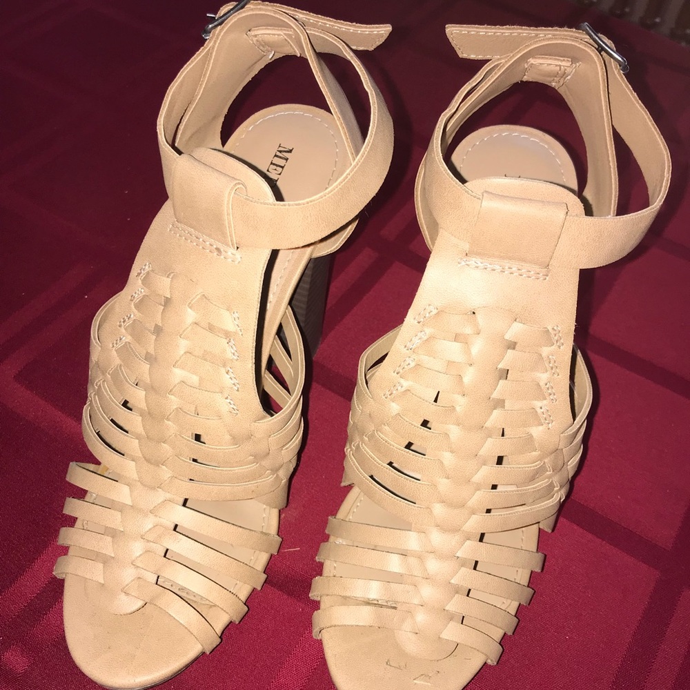 heeled tan sandals